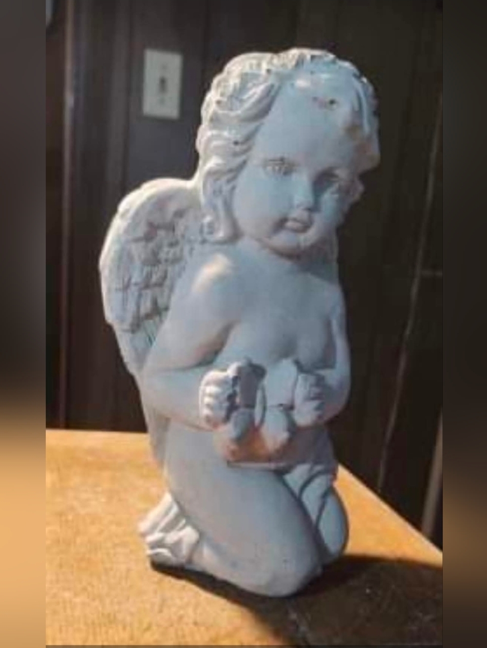 White Cherub Angel Statue Home Art Accent